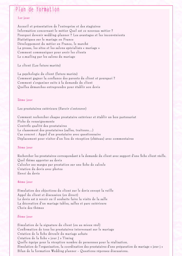 Formation d�coration de mariage